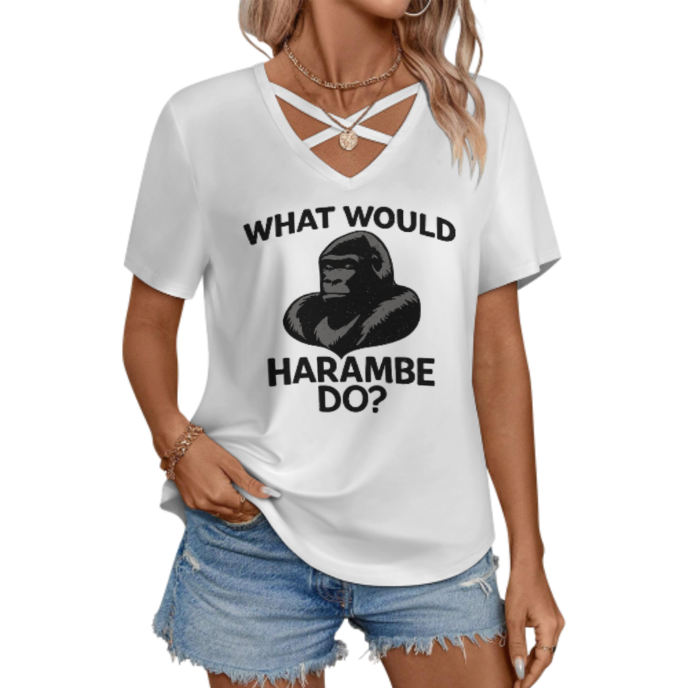 What Would Harambe Do? Funny Meme Gorilla Graphic Tee – Retro Internet Humor T-Shirt(z336)