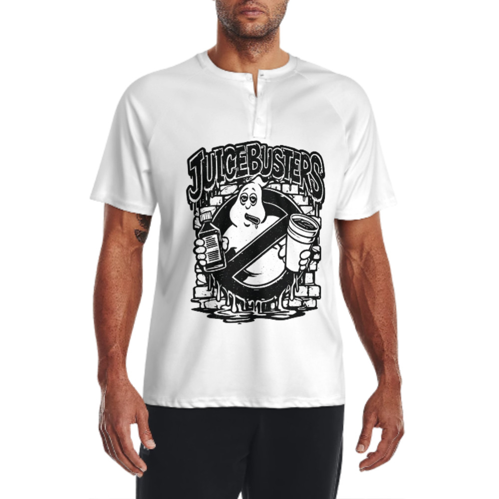 Juicebusters Retro Graphic T-Shirt – Funny Streetwear Ghost Parody Tee for Men(z312)