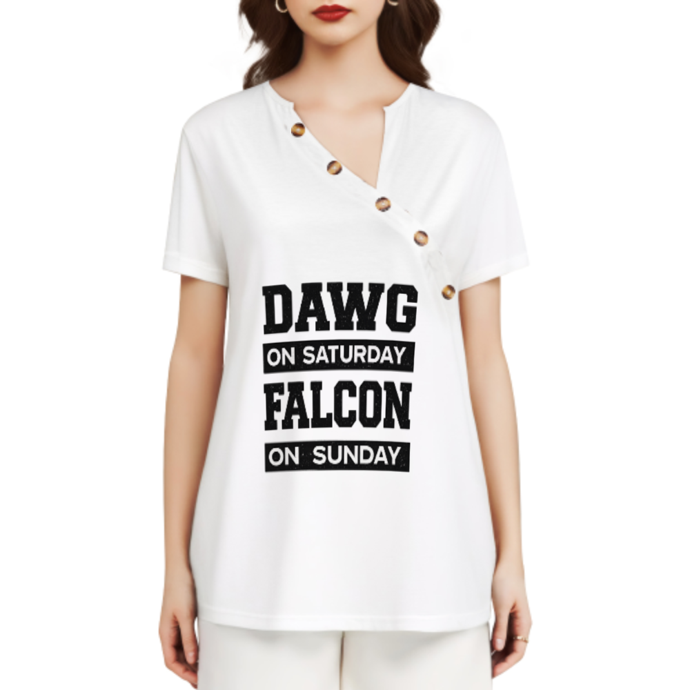 Dawg On Saturday Falcon On Sunday Funny Football Graphic Tee – Weekend Game Day Shirt for Fans(z346)