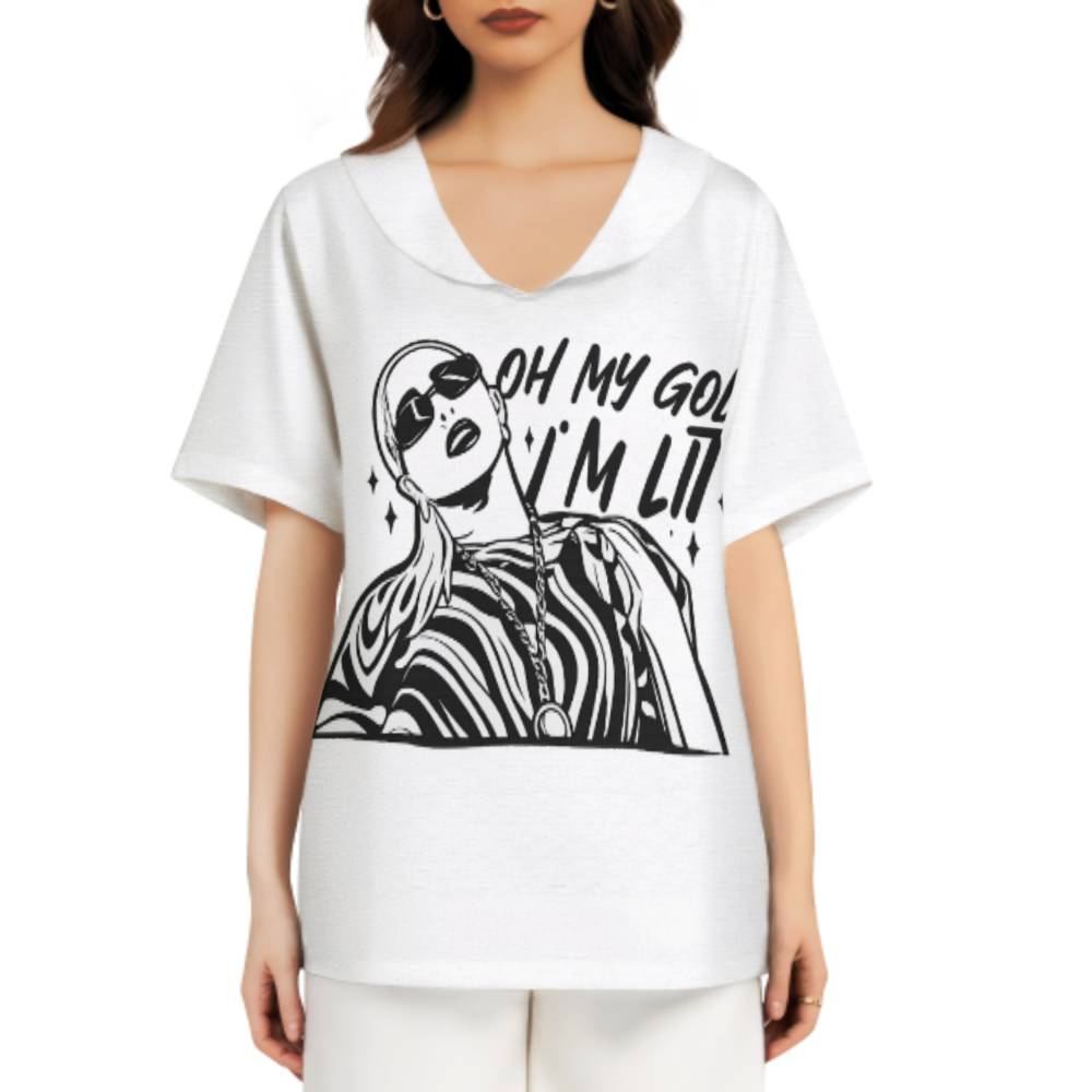 Oh My God I’m Lit Graphic T-Shirt – Funny Party Girl Aesthetic Tee for Women & Trendy Streetwear Lovers(z330)