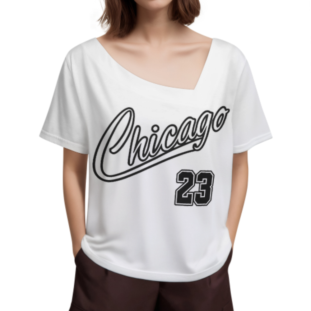 Chicago 23 Vintage Script Graphic Tee – Classic Sports Style Oversized Casual Shirt(z354)