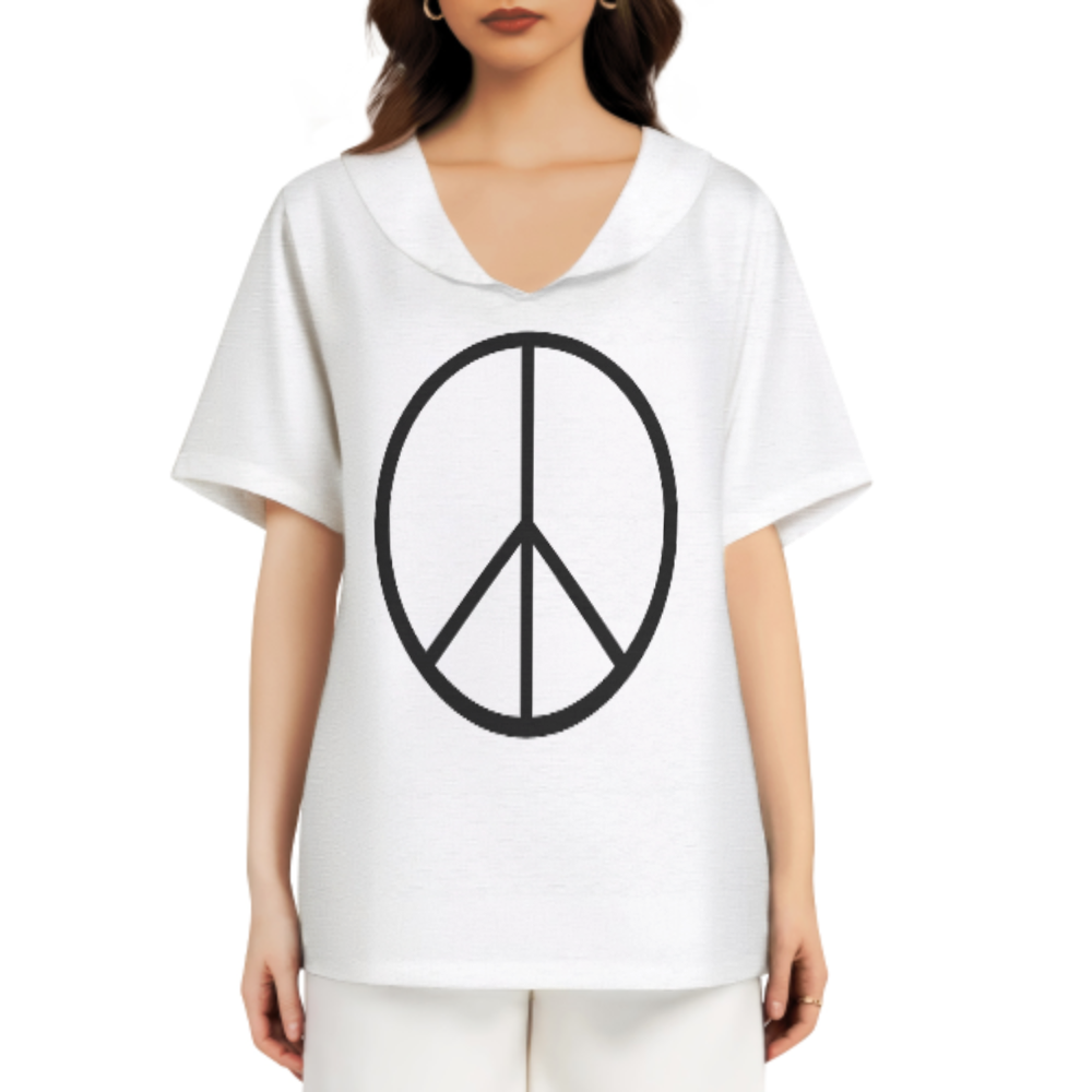 Minimalist Peace Symbol Graphic T-Shirt – Retro Boho Aesthetic Unisex Tee for Everyday Streetwear(z323)
