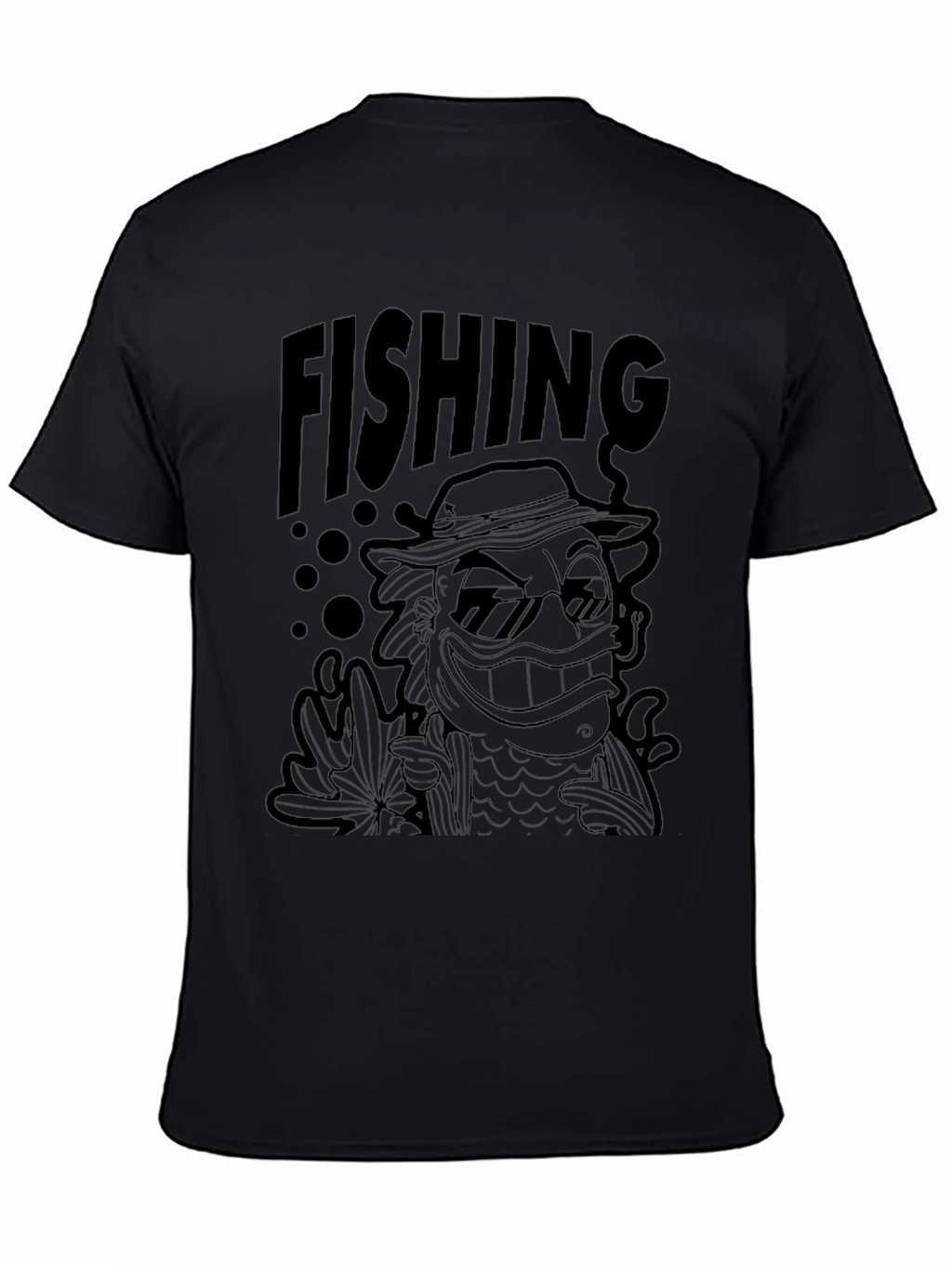 Cool Fishing Graphic Tee - Black Cotton T-Shirt