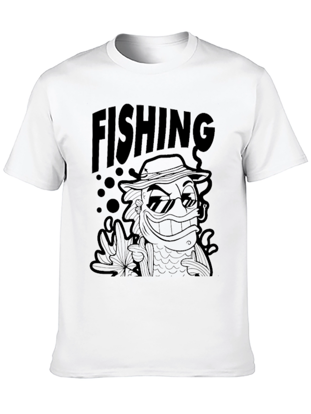 Cool Fishing Graphic Tee - Black Cotton T-Shirt