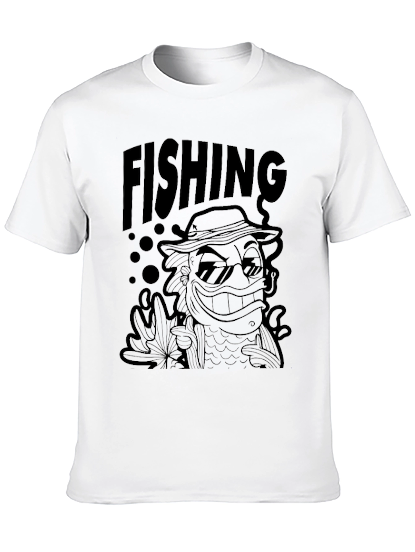 Cool Fishing Graphic Tee - Black Cotton T-Shirt