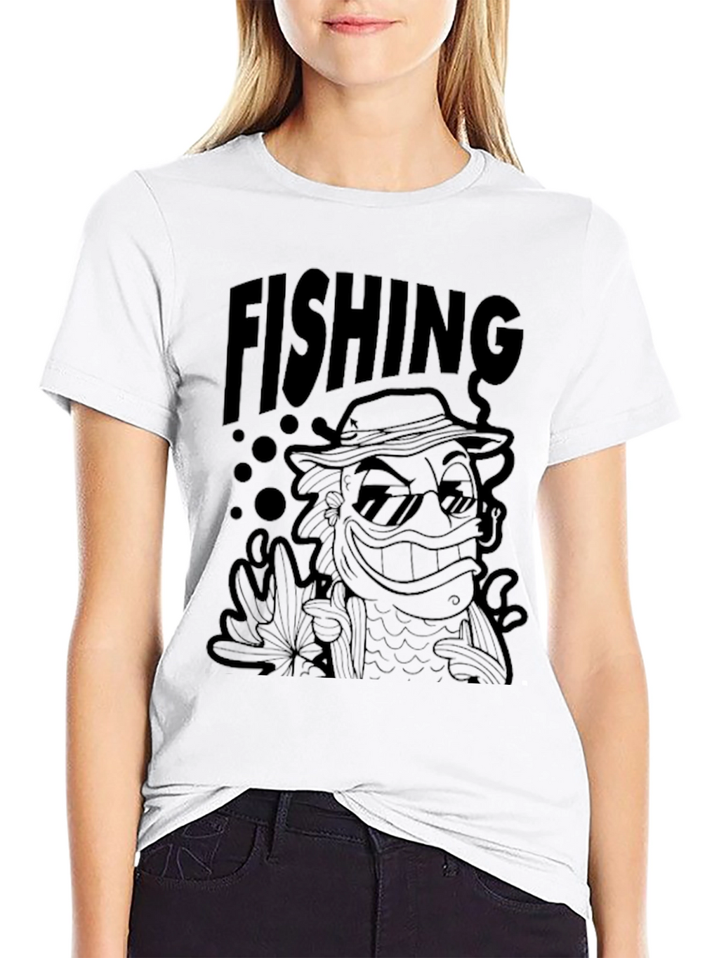 Cool Fishing Graphic Tee - Black Cotton T-Shirt