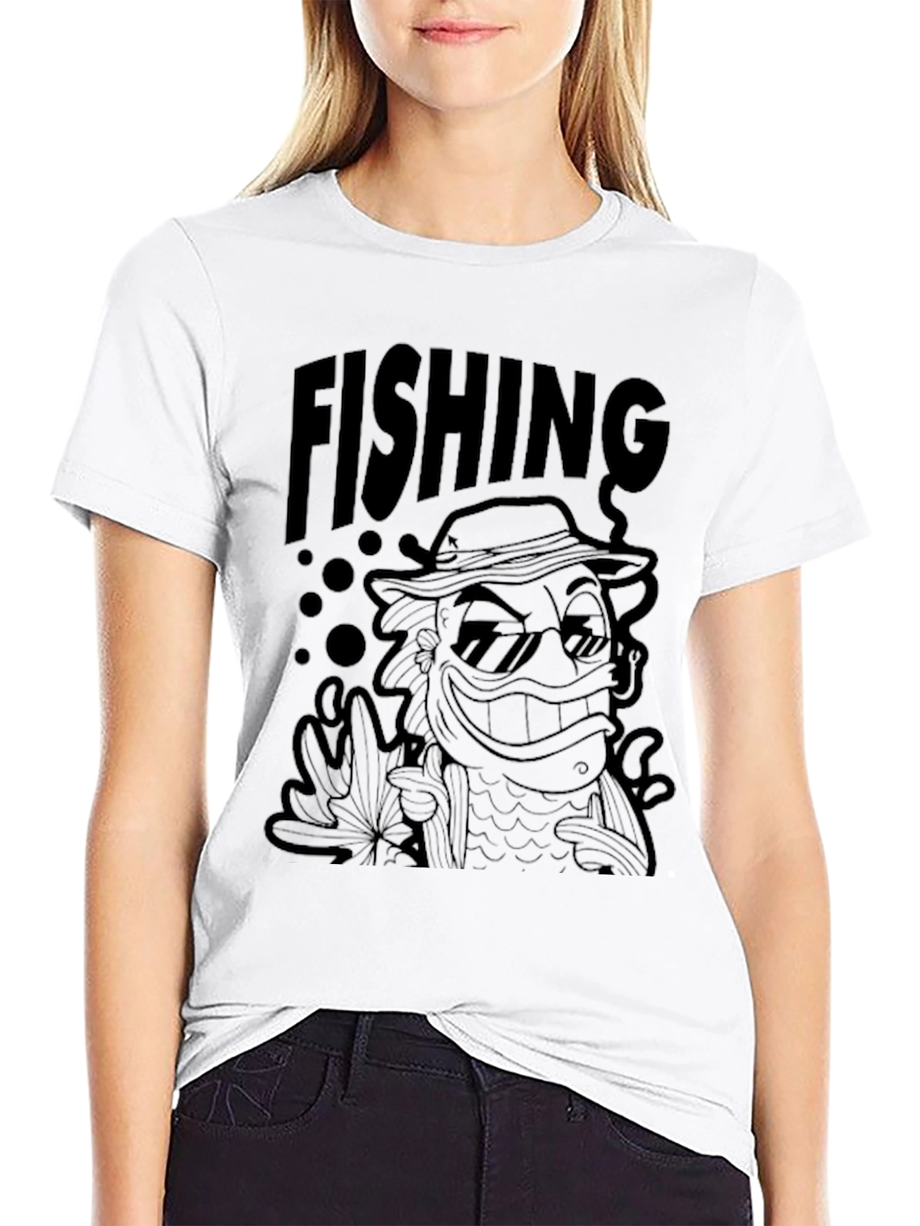 Cool Fishing Graphic Tee - Black Cotton T-Shirt