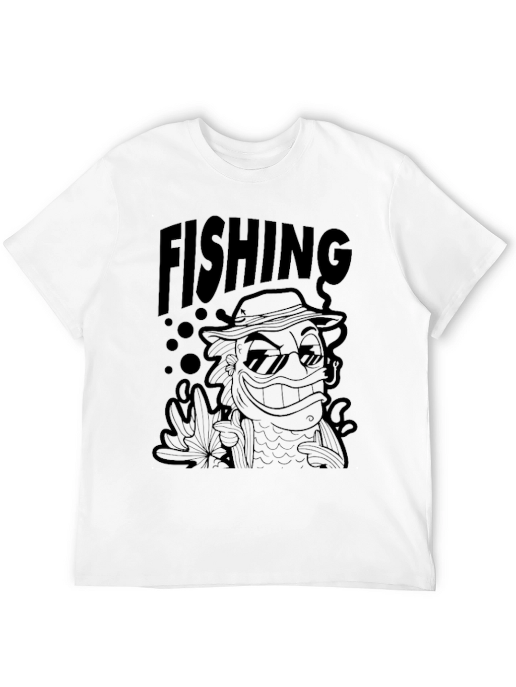 Cool Fishing Graphic Tee - Black Cotton T-Shirt