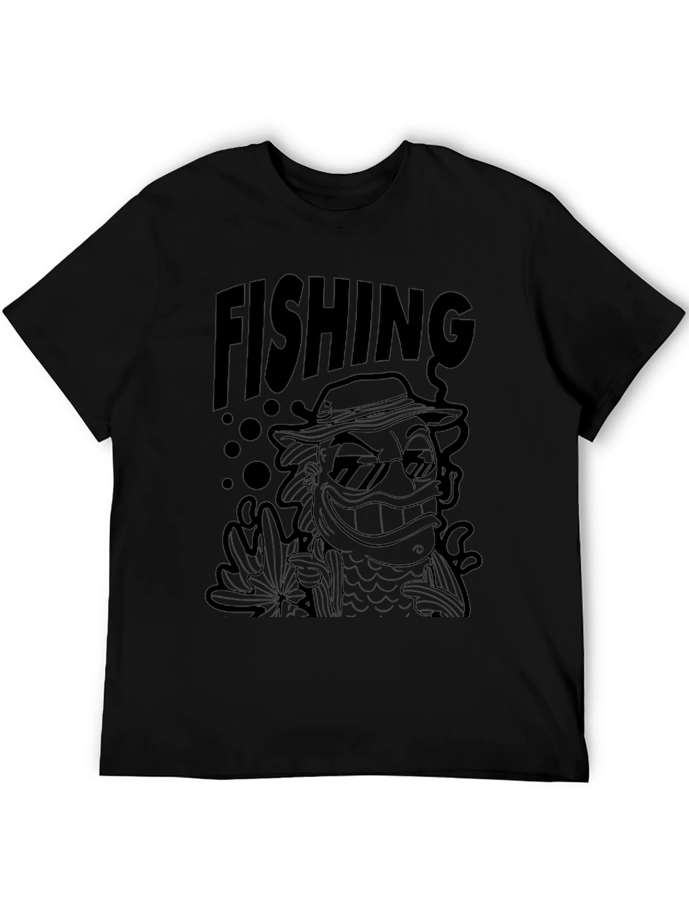 Cool Fishing Graphic Tee - Black Cotton T-Shirt