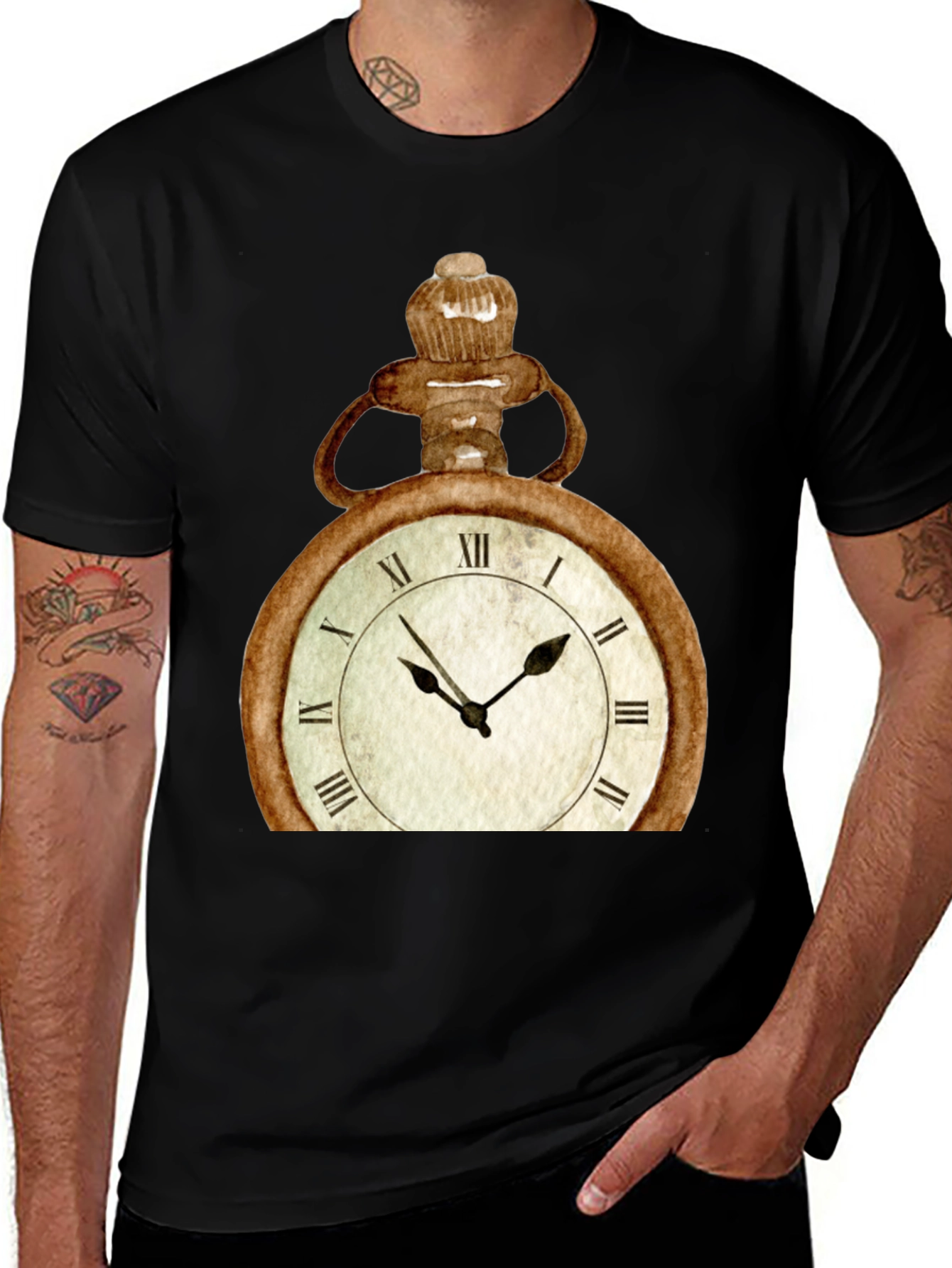 Vintage Pocket Watch Graphic Tee - Unique Design