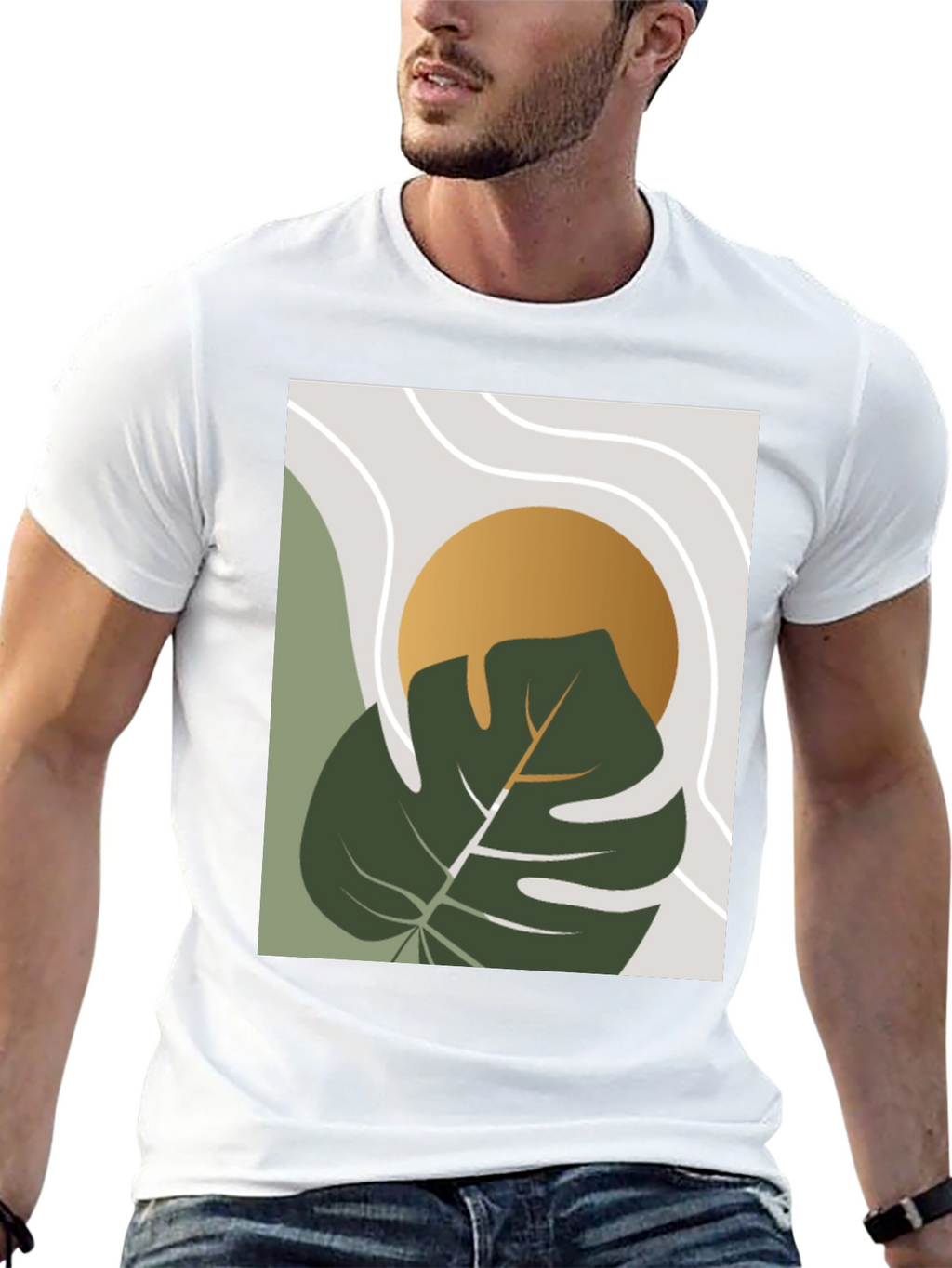 Modern Plant Graphic Tee - Black