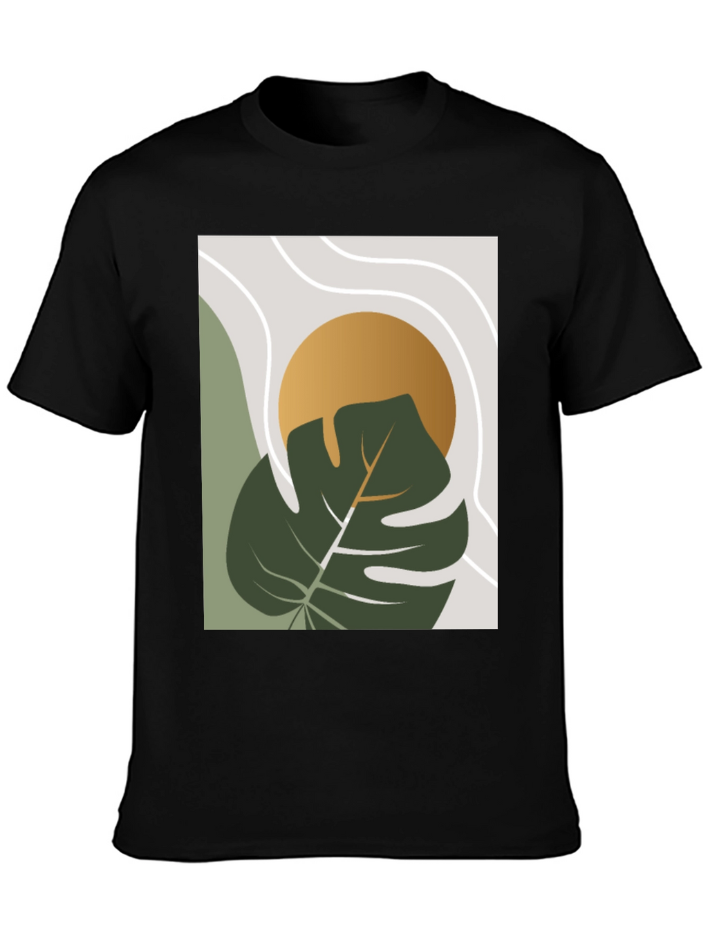 Modern Plant Graphic Tee - Black