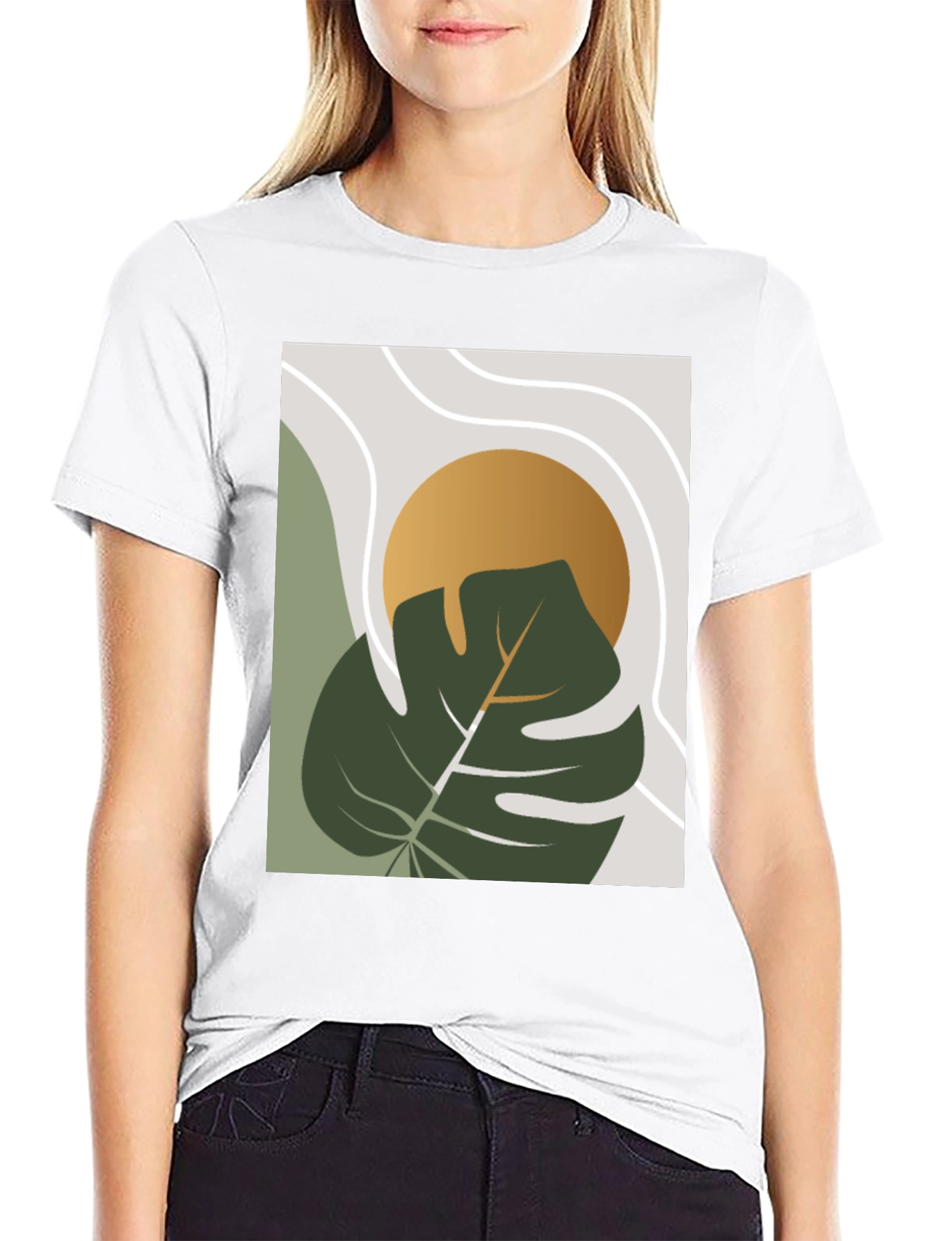 Modern Plant Graphic Tee - Black