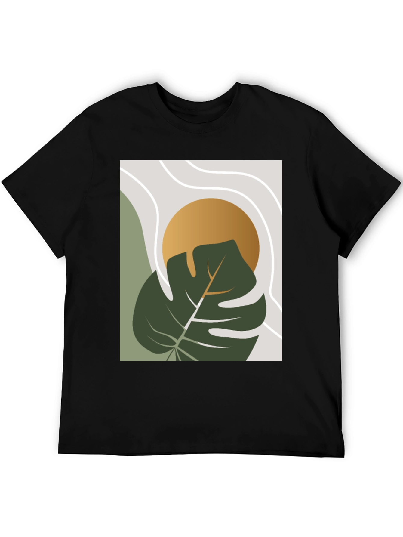 Modern Plant Graphic Tee - Black