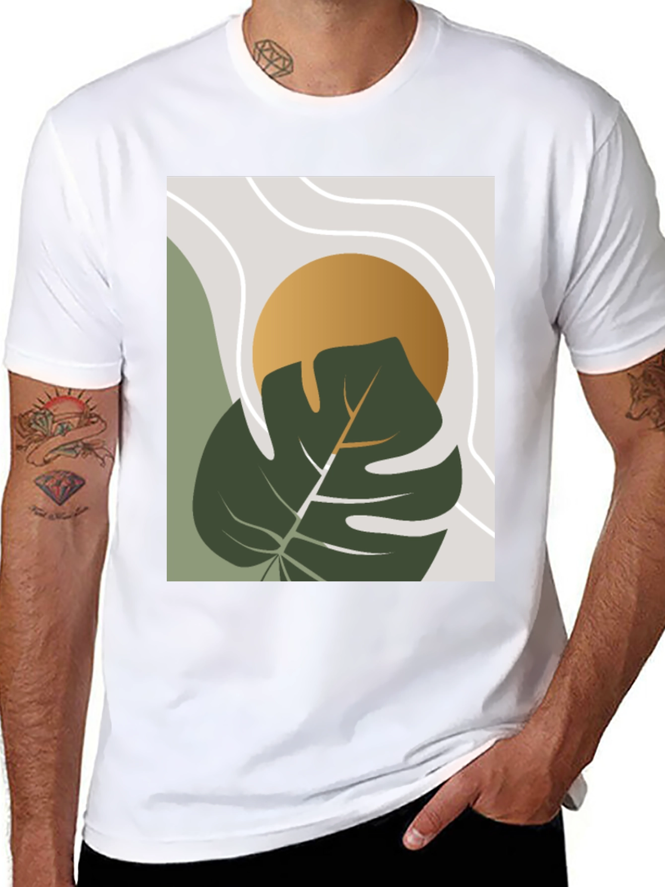 Modern Plant Graphic Tee - Black