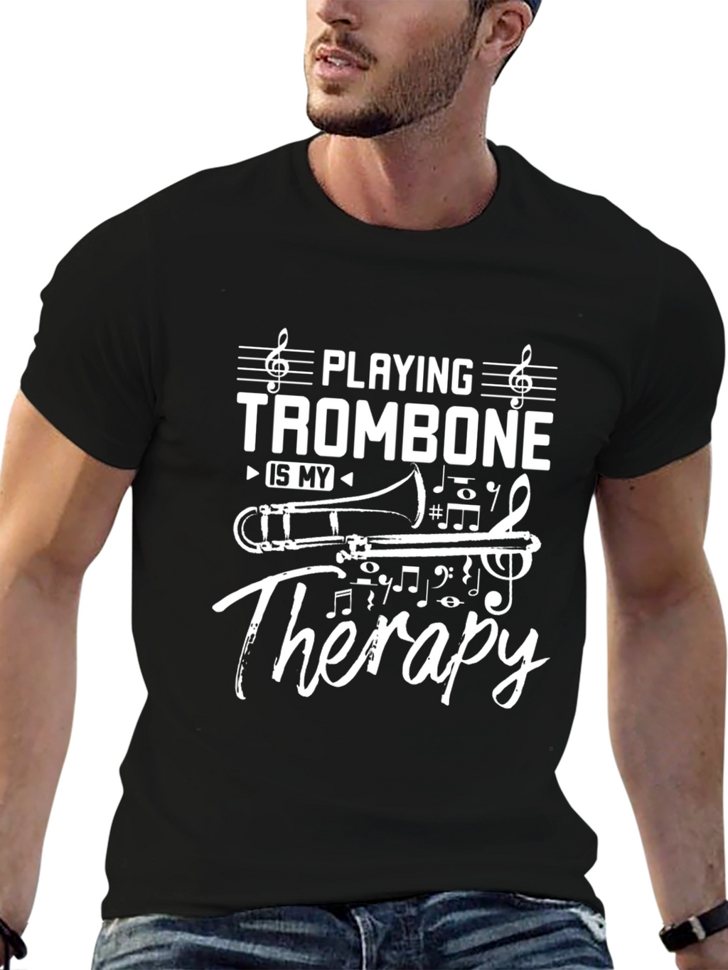 Trombone Therapy T-Shirt - Musicians Humor Tee