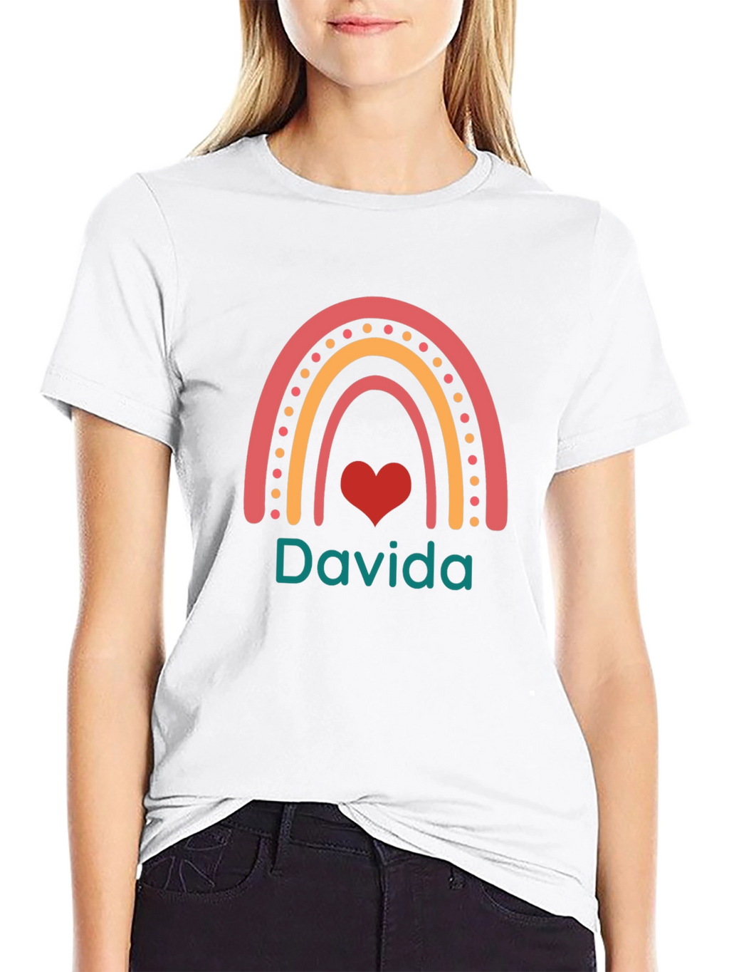 Davida Rainbow Heart Graphic Tee - Black