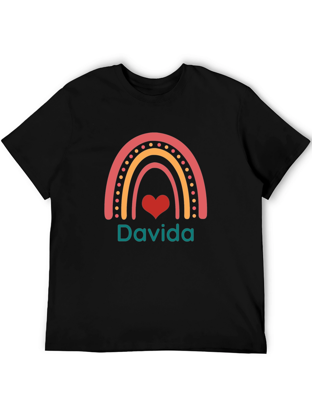 Davida Rainbow Heart Graphic Tee - Black