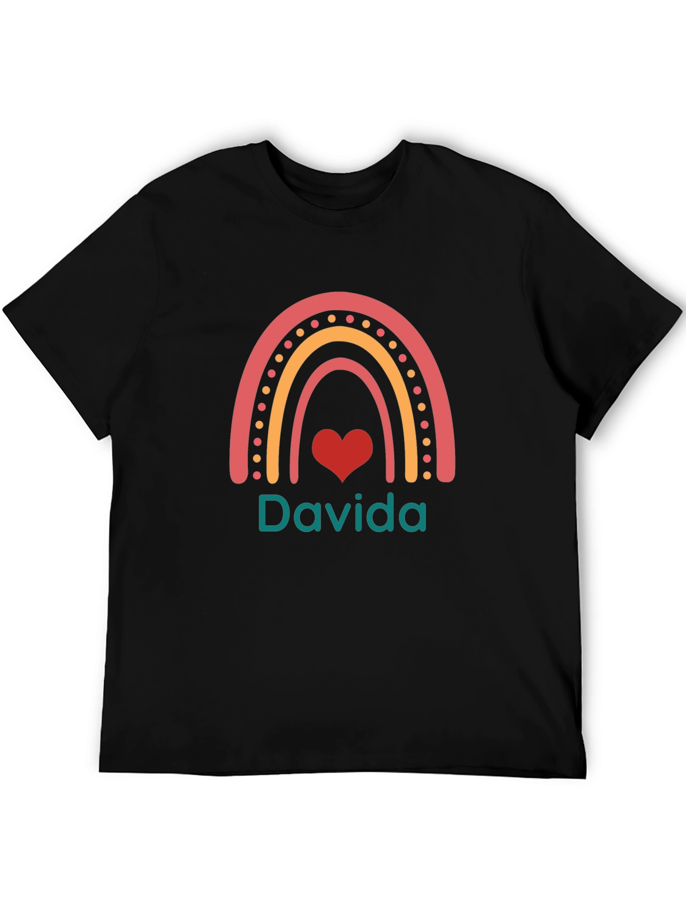 Davida Rainbow Heart Graphic Tee - Black