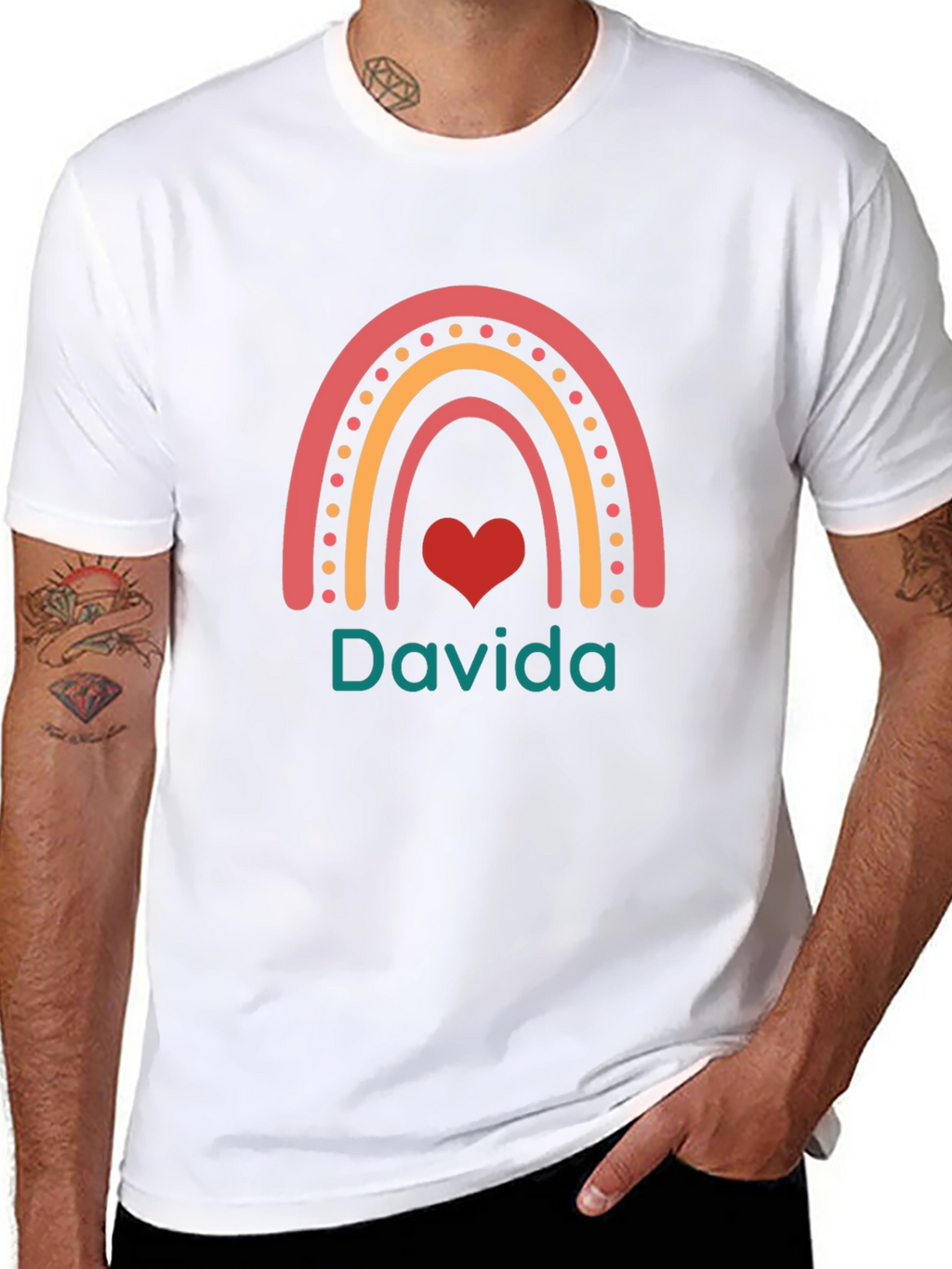 Davida Rainbow Heart Graphic Tee - Black