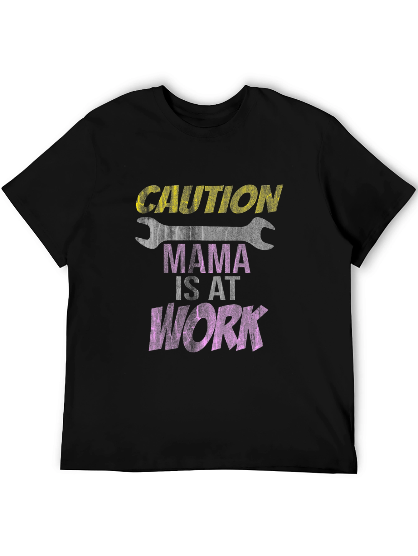 Caution Mama At Work Black Graphic Tee