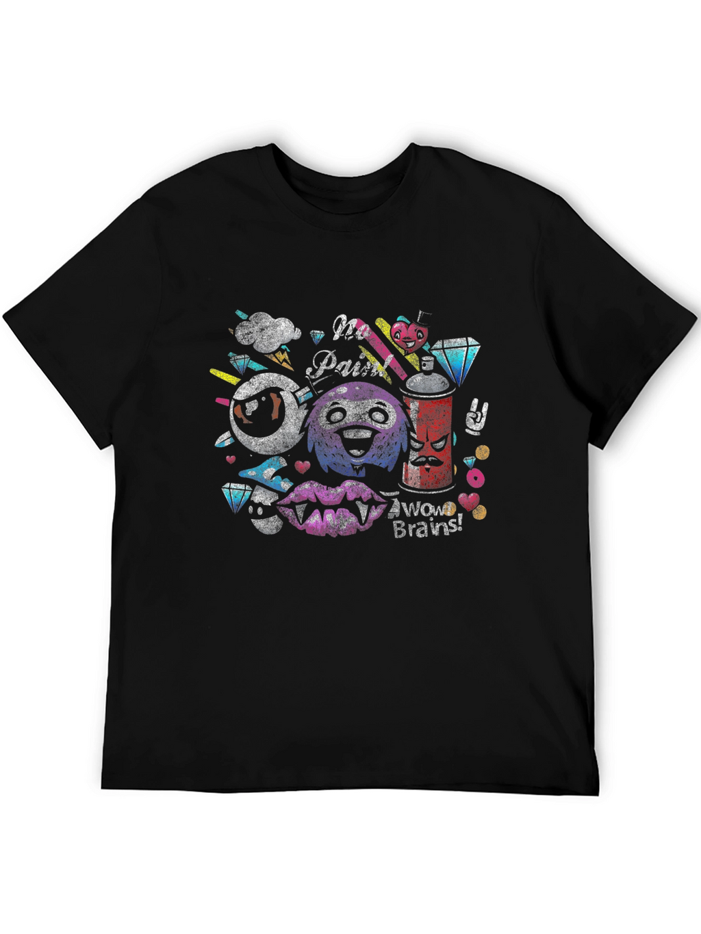 Funky Graphic Tee - No Pain Brains!