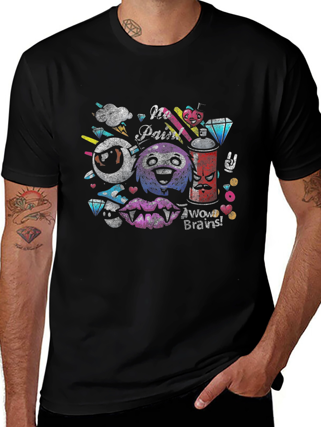 Funky Graphic Tee - No Pain Brains!