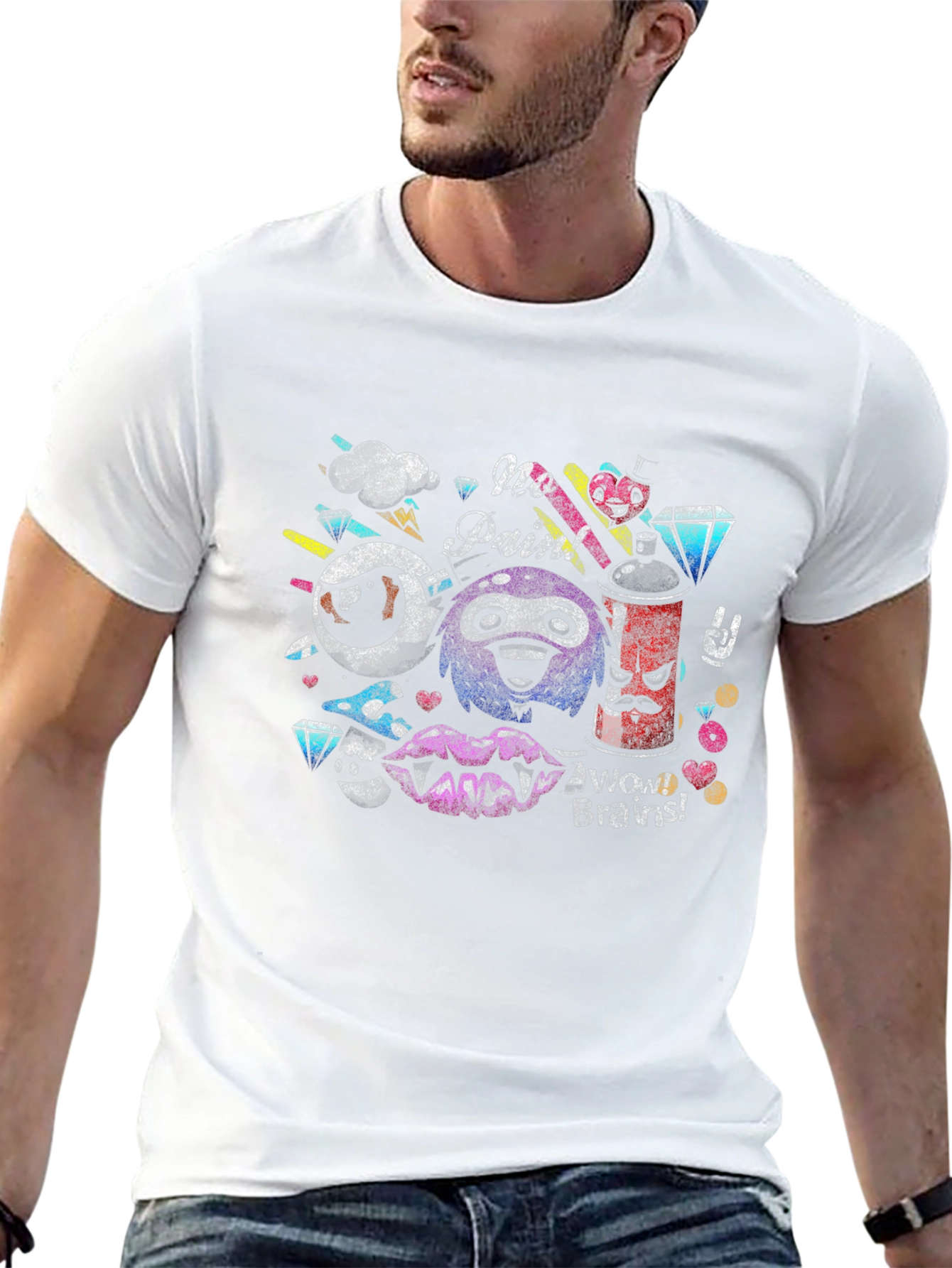 Funky Graphic Tee - No Pain Brains!