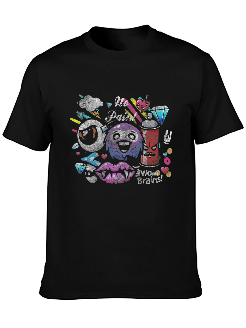 Funky Graphic Tee - No Pain Brains!