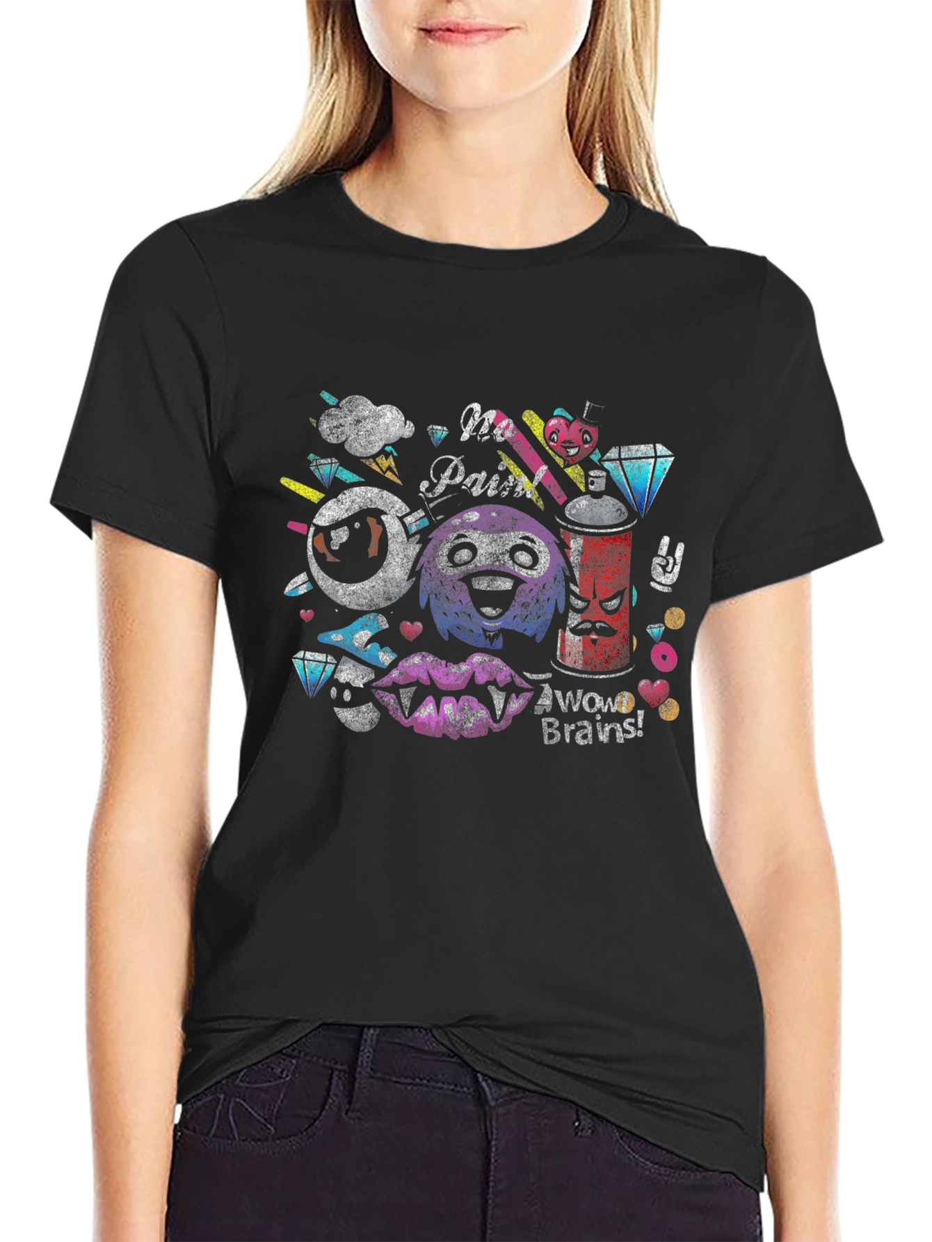 Funky Graphic Tee - No Pain Brains!