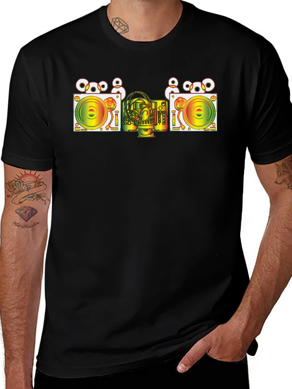 DJ Turntable Graphic T-Shirt - Cool Music Lover Tee