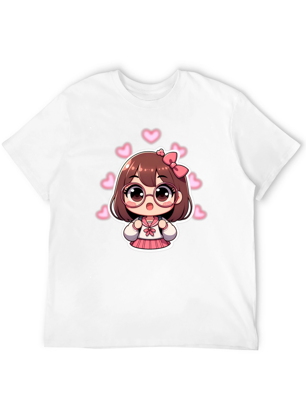 Kawaii Anime Girl Black T-Shirt