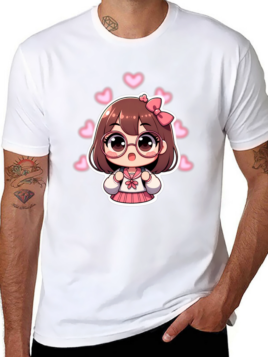 Kawaii Anime Girl Black T-Shirt