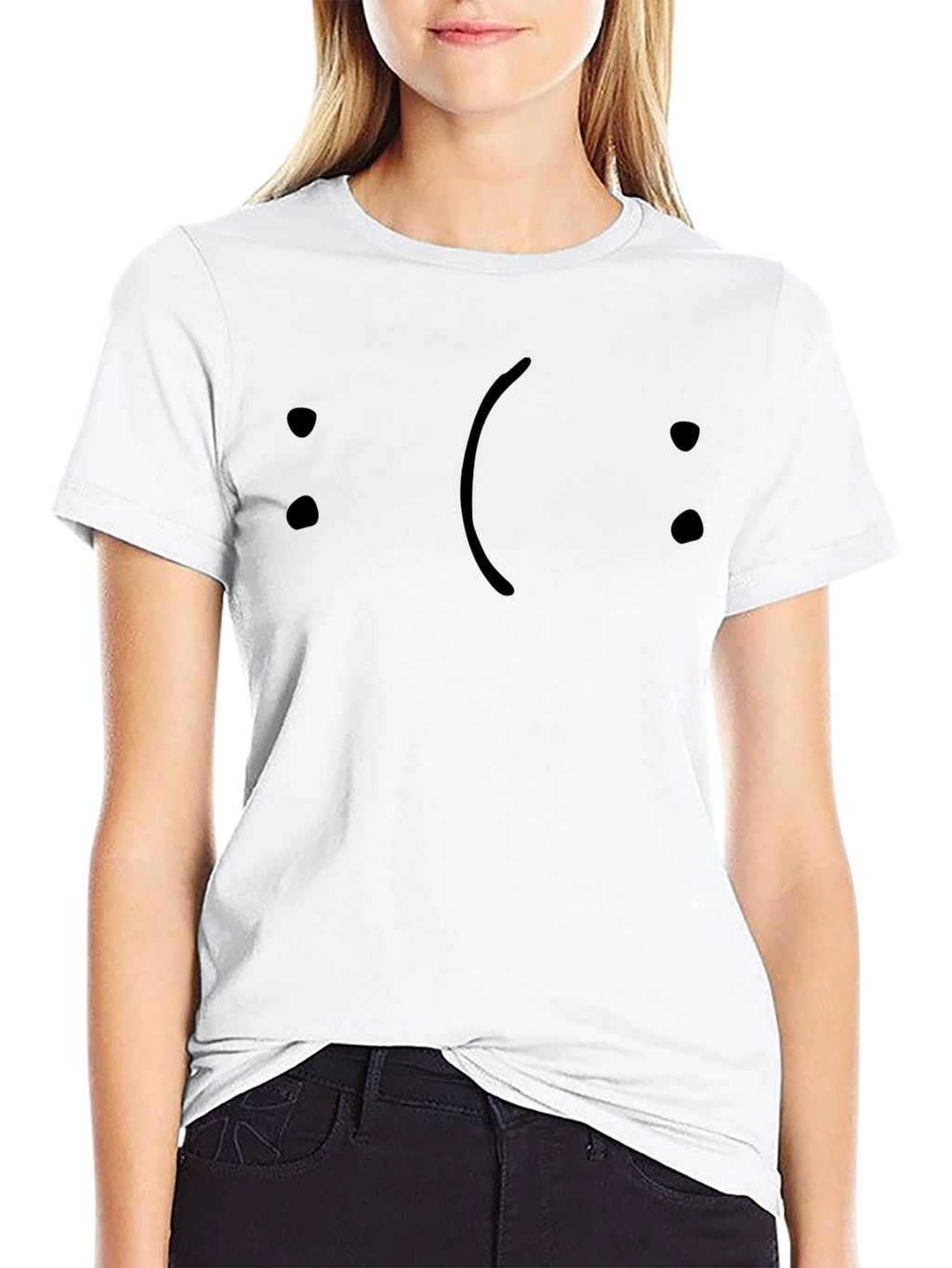 Sad Face T-Shirt - Black Graphic Tee