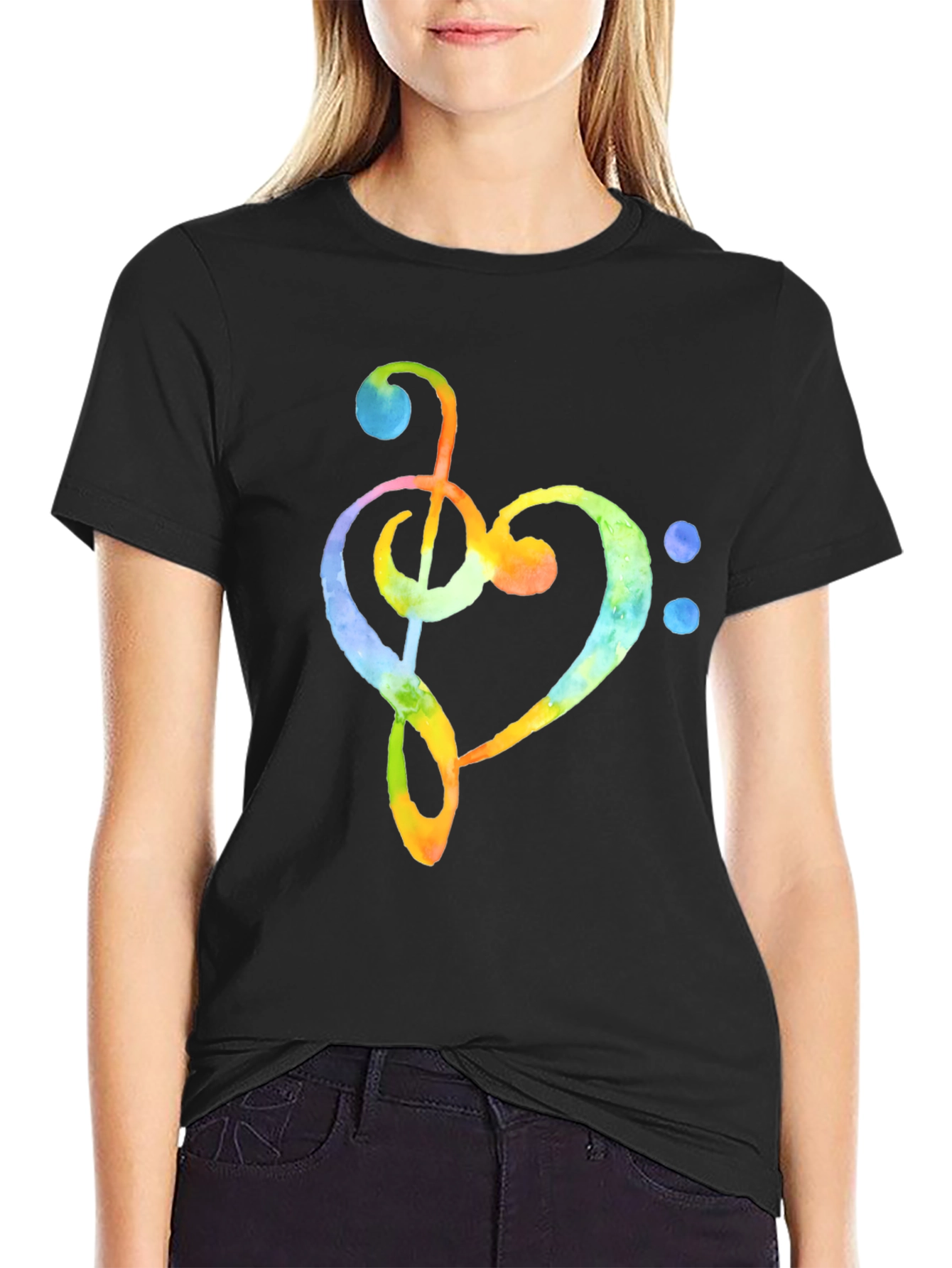 Musical Heart T-Shirt - Watercolor Design