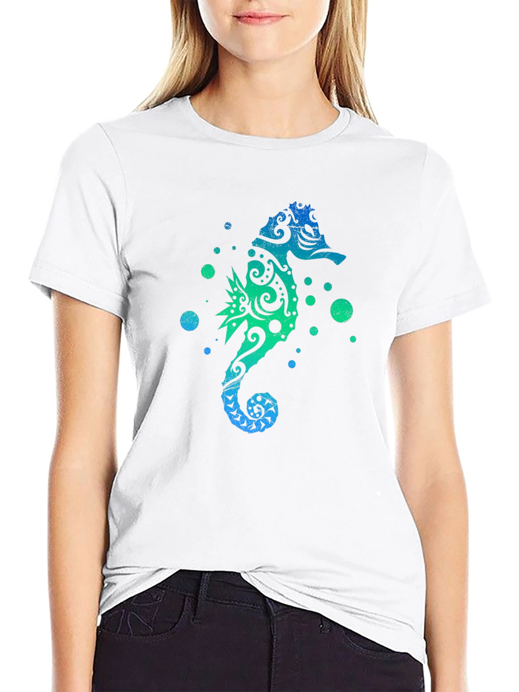 Tribal Seahorse Graphic Tee - Mens Black T-Shirt