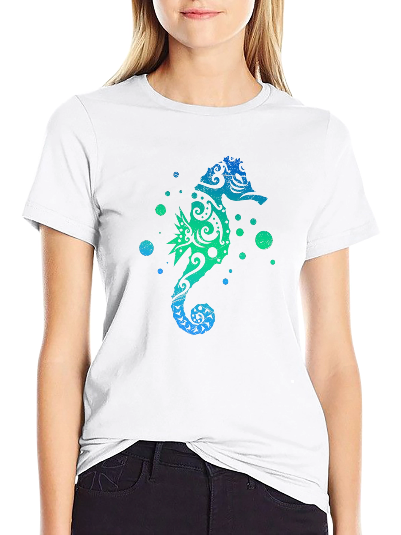 Tribal Seahorse Graphic Tee - Mens Black T-Shirt