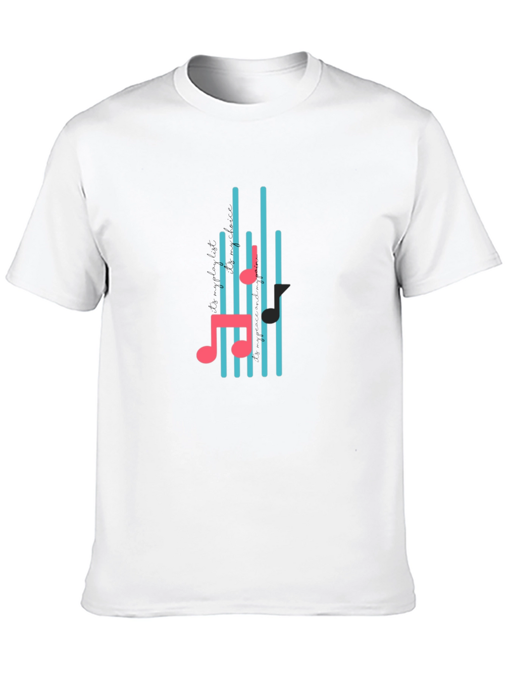 Black T-Shirt with Musical Notes Design