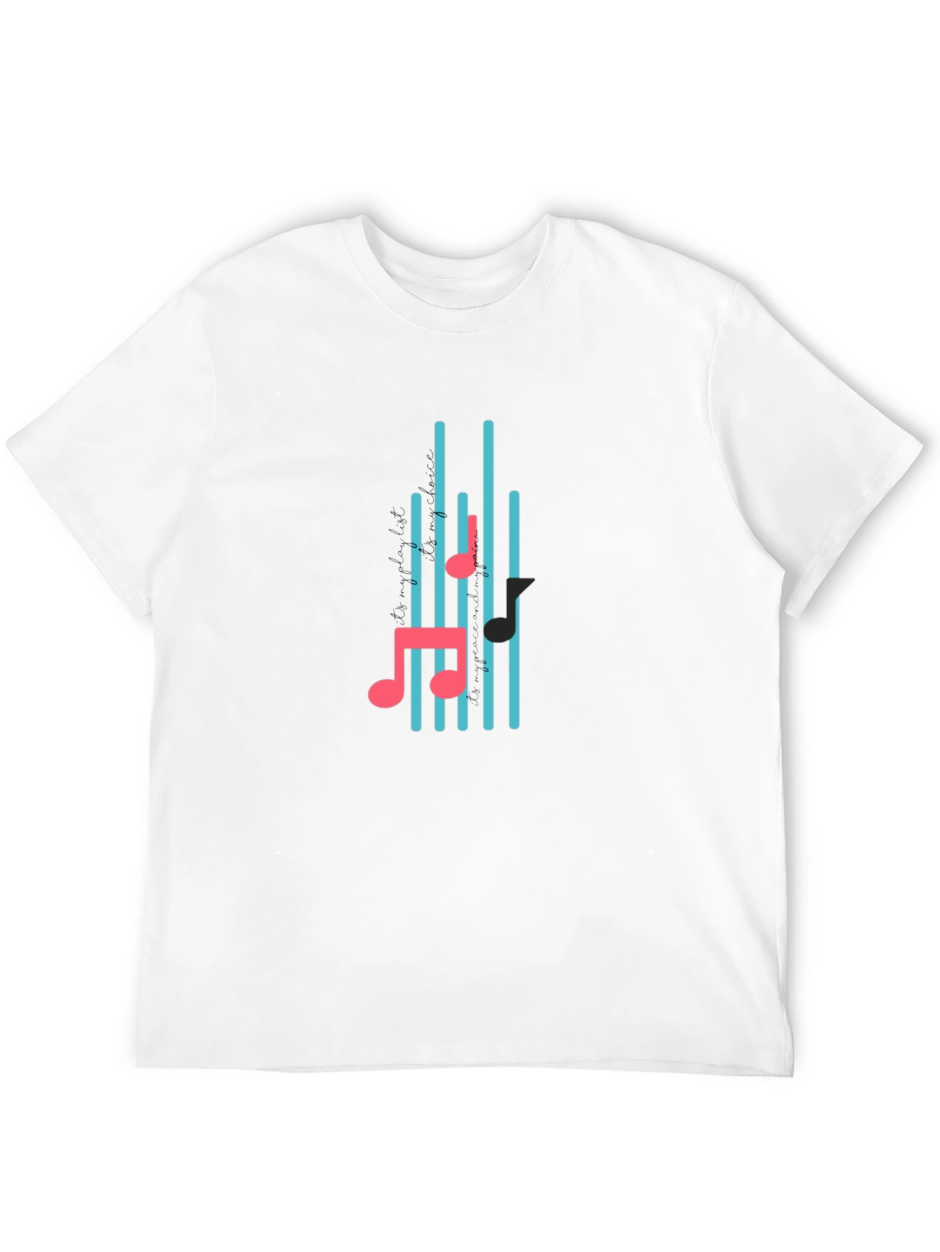 Black T-Shirt with Musical Notes Design