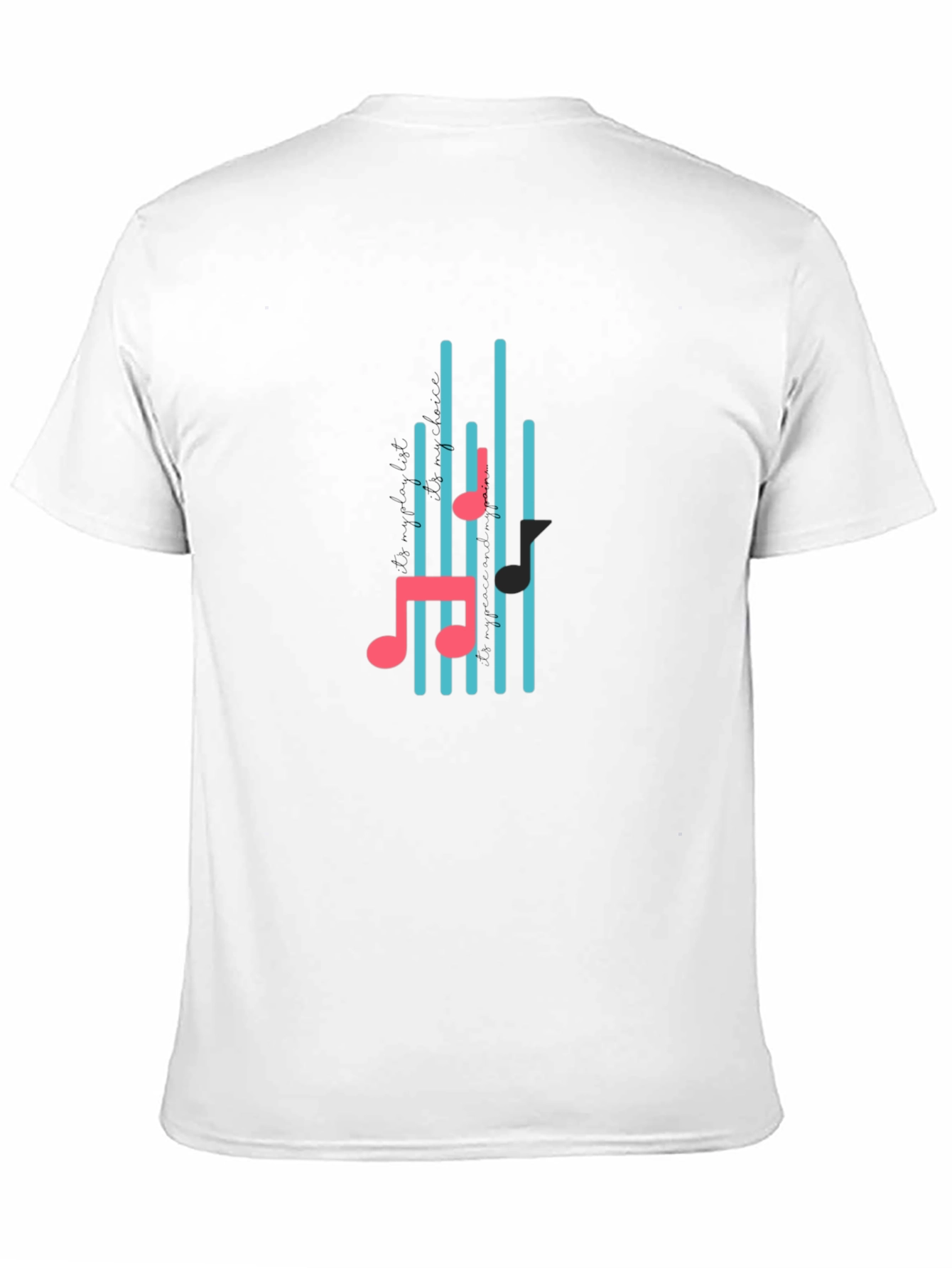 Black T-Shirt with Musical Notes Design