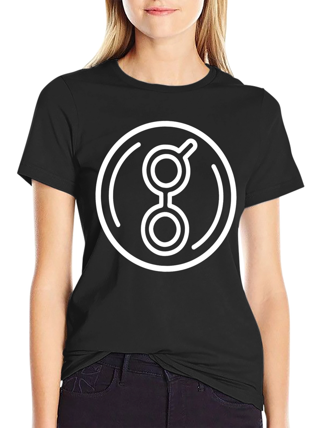 Abstract Circle Graphic Print Black T-Shirt