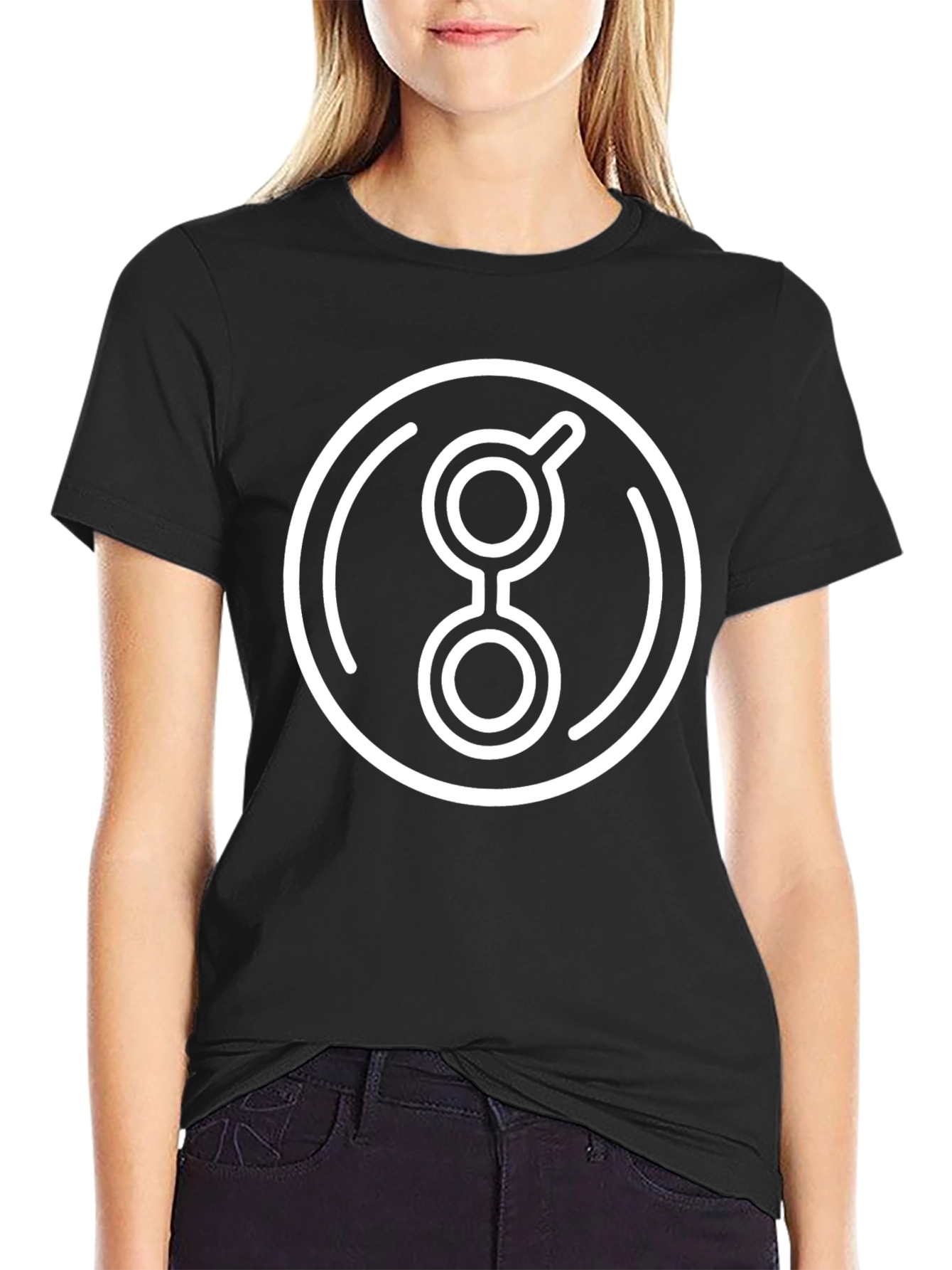 Abstract Circle Graphic Print Black T-Shirt