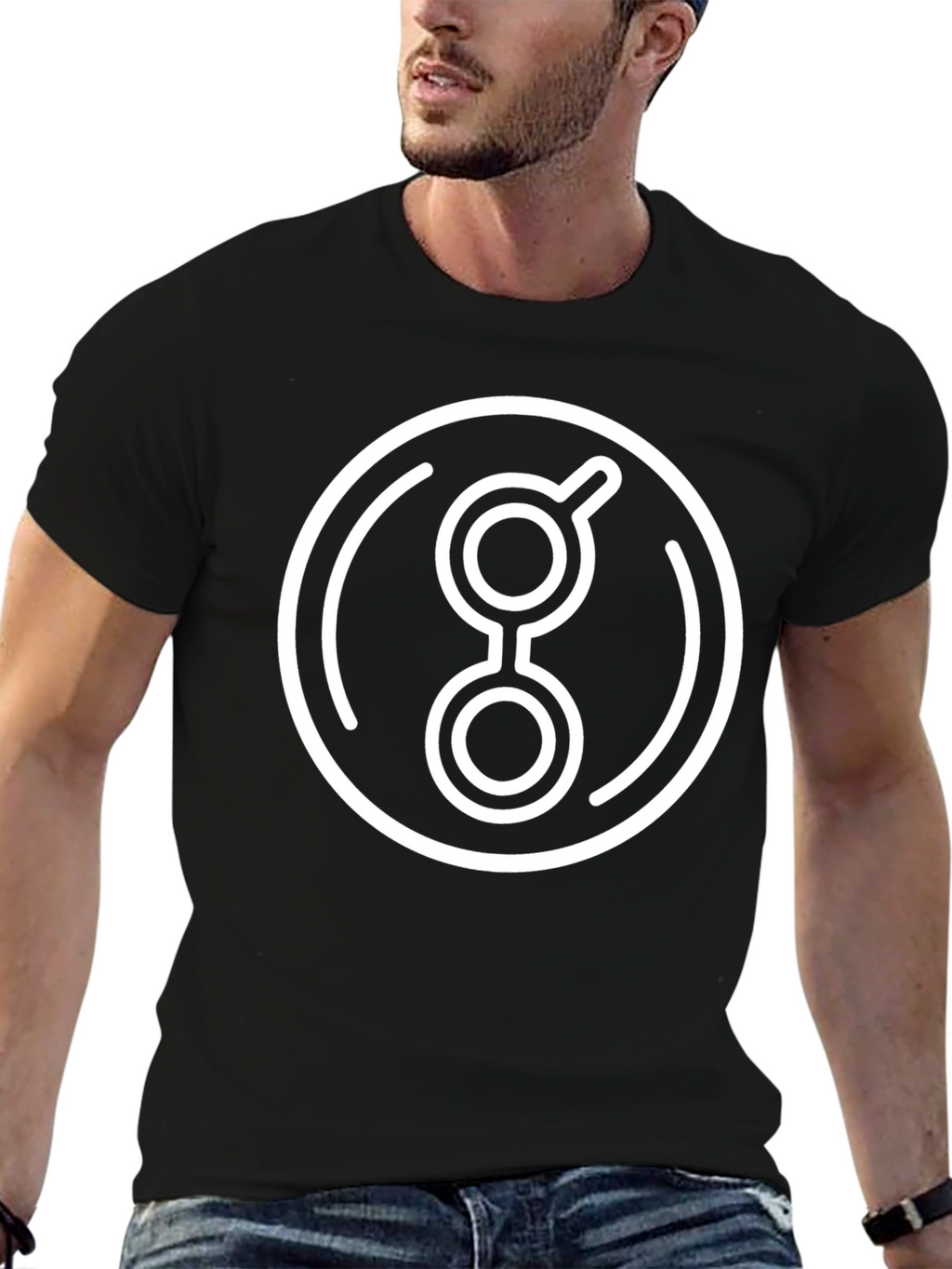 Abstract Circle Graphic Print Black T-Shirt