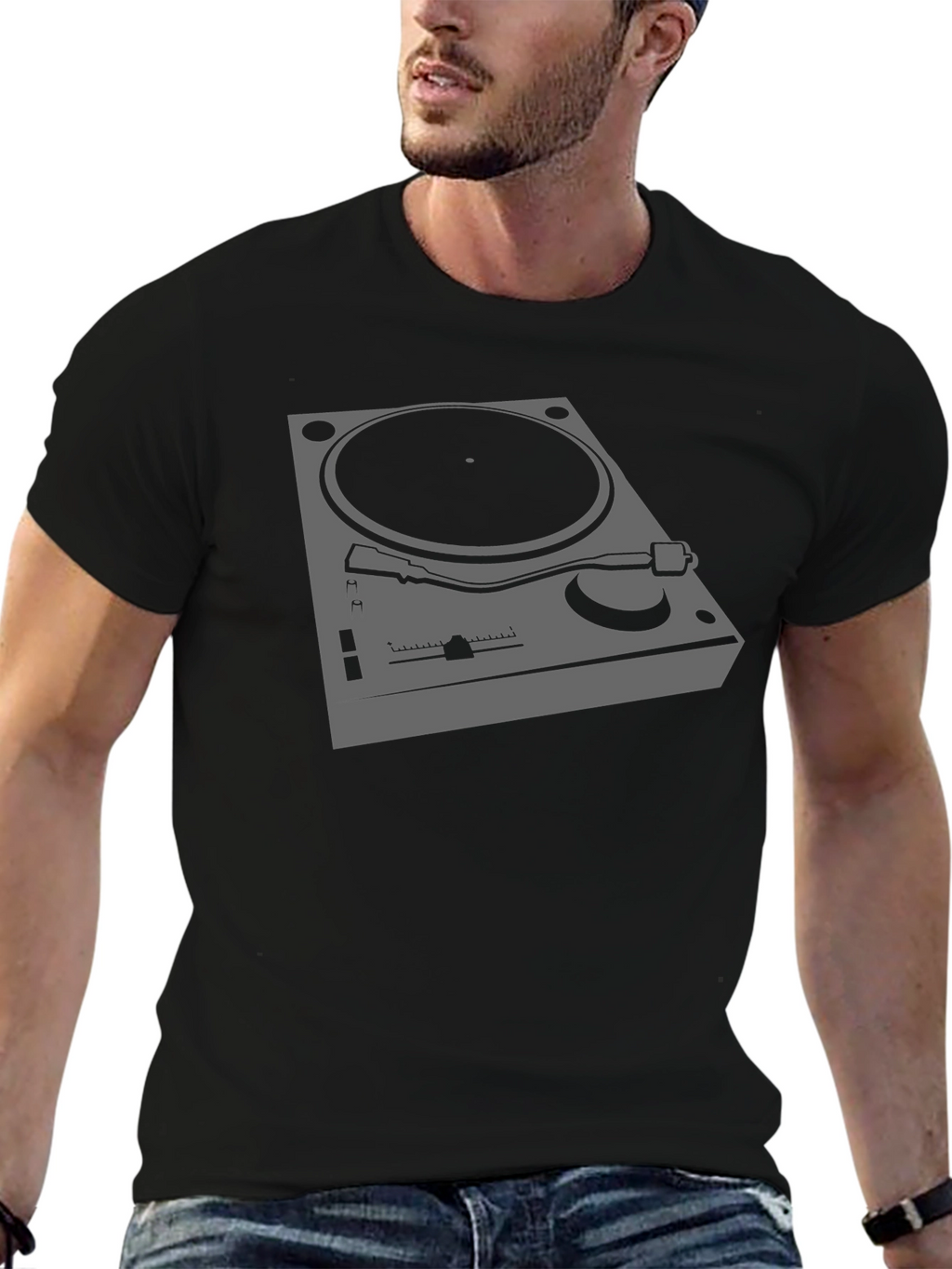 DJ Turntable Graphic Tee - Black