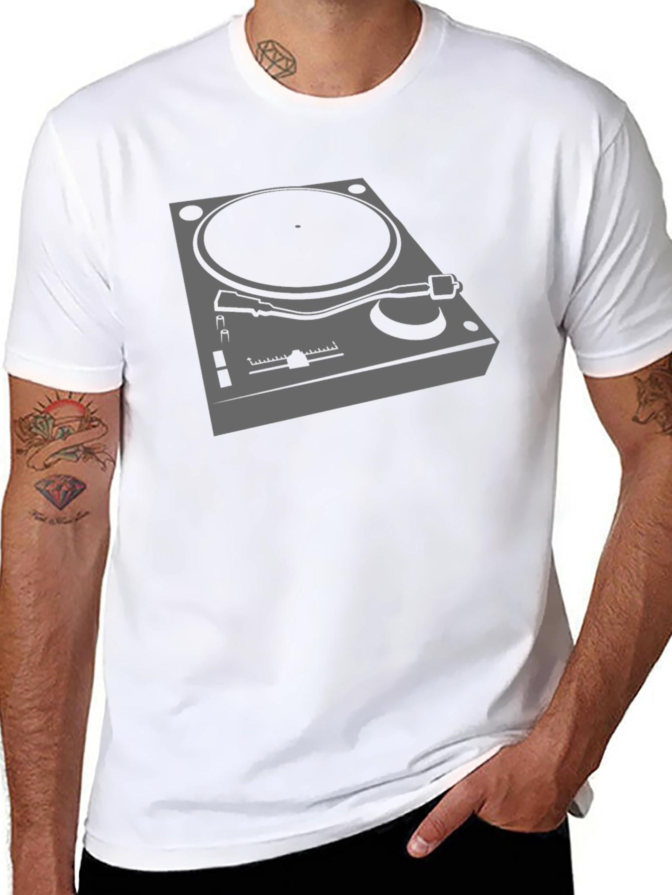 DJ Turntable Graphic Tee - Black