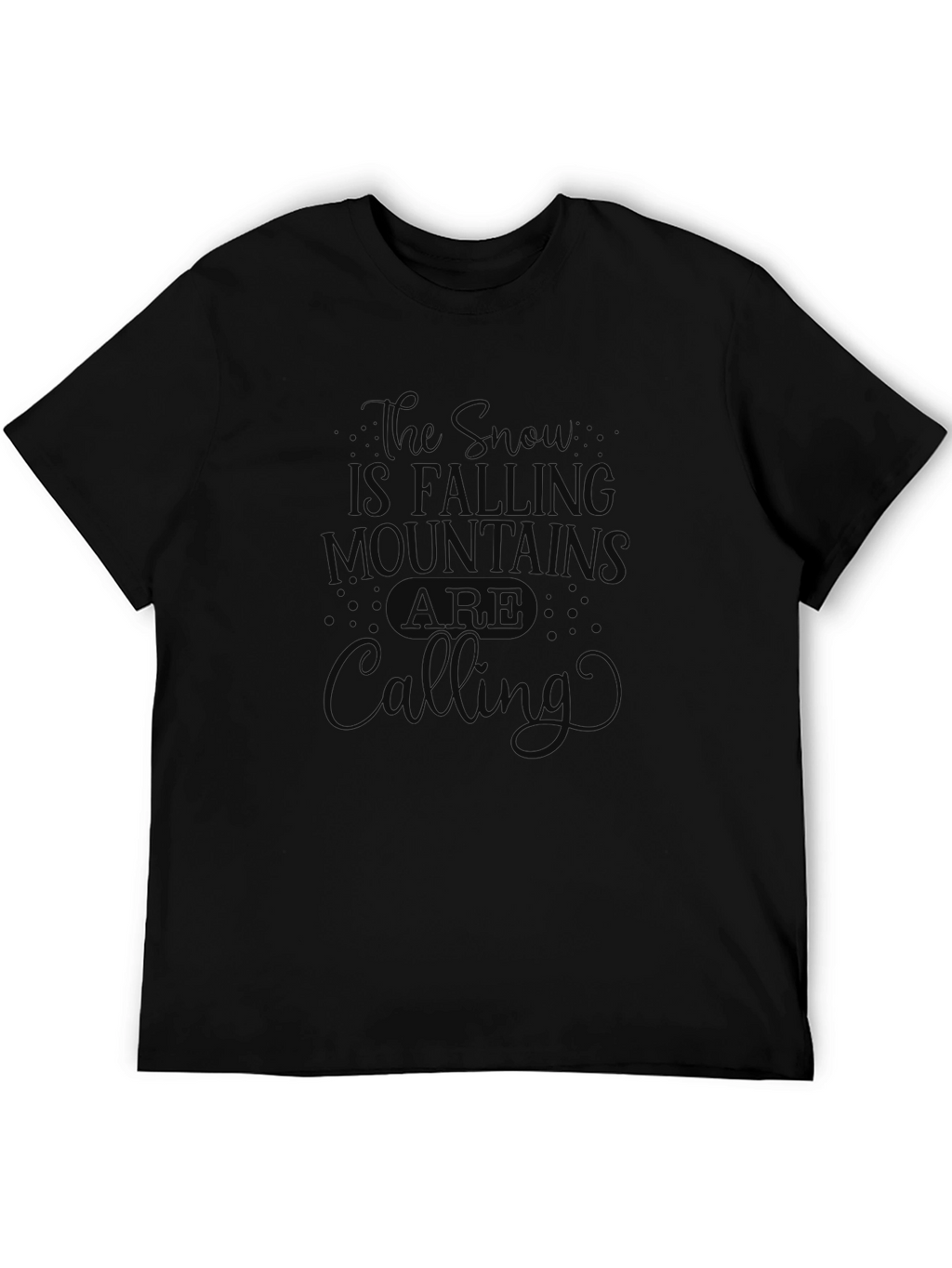 Snow Mountains Calling Black Graphic T-Shirt