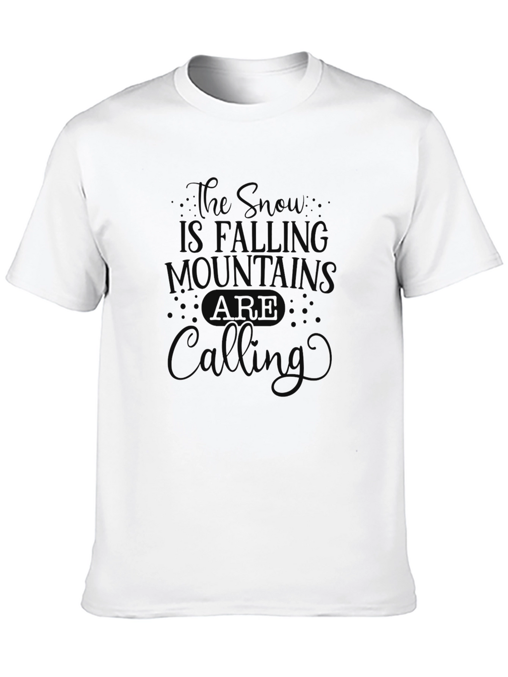 Snow Mountains Calling Black Graphic T-Shirt