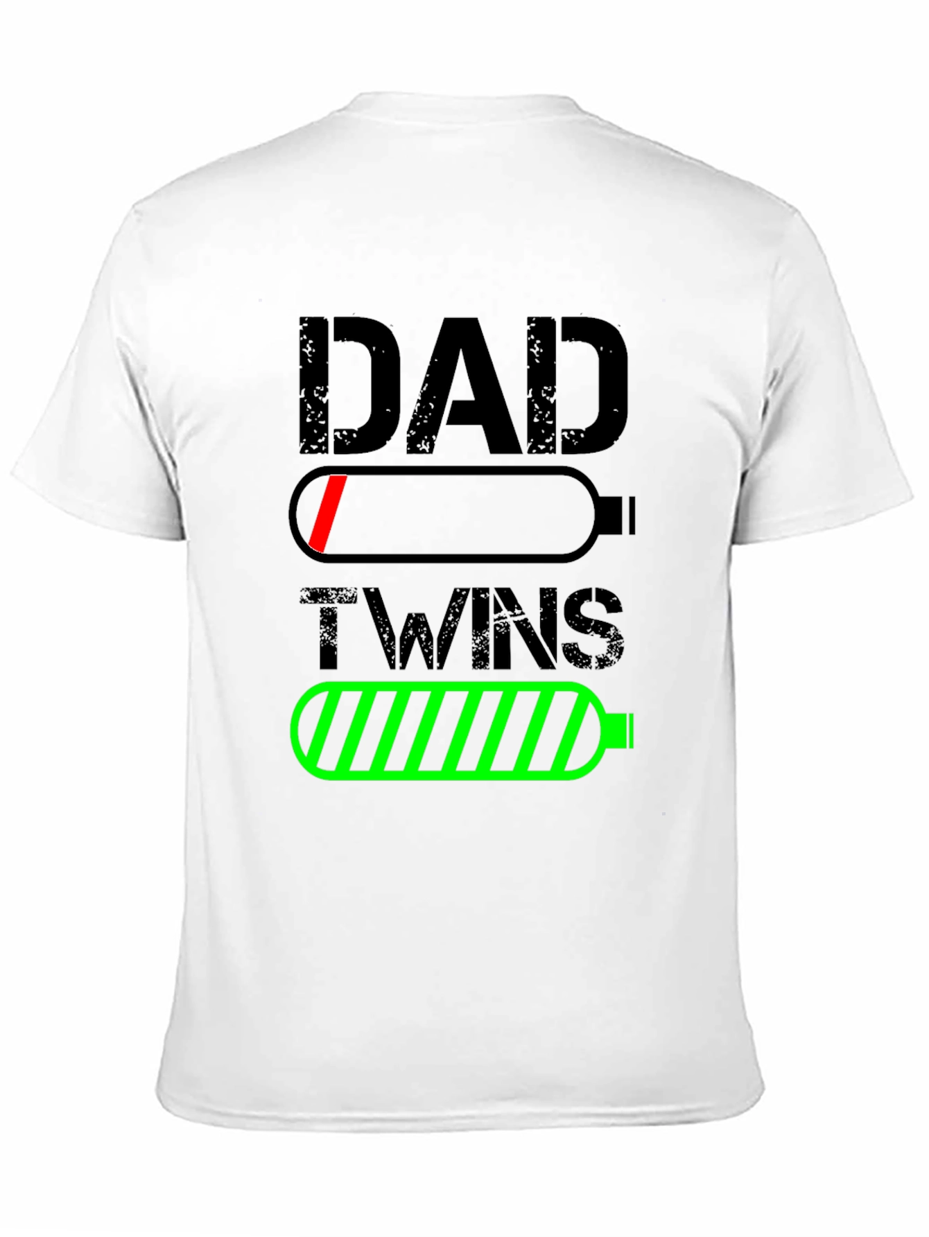 Dad of Twins Low Battery Graphic T-Shirt