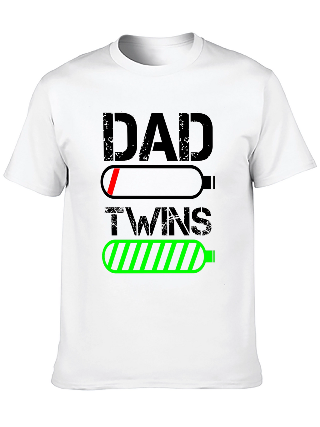 Dad of Twins Low Battery Graphic T-Shirt