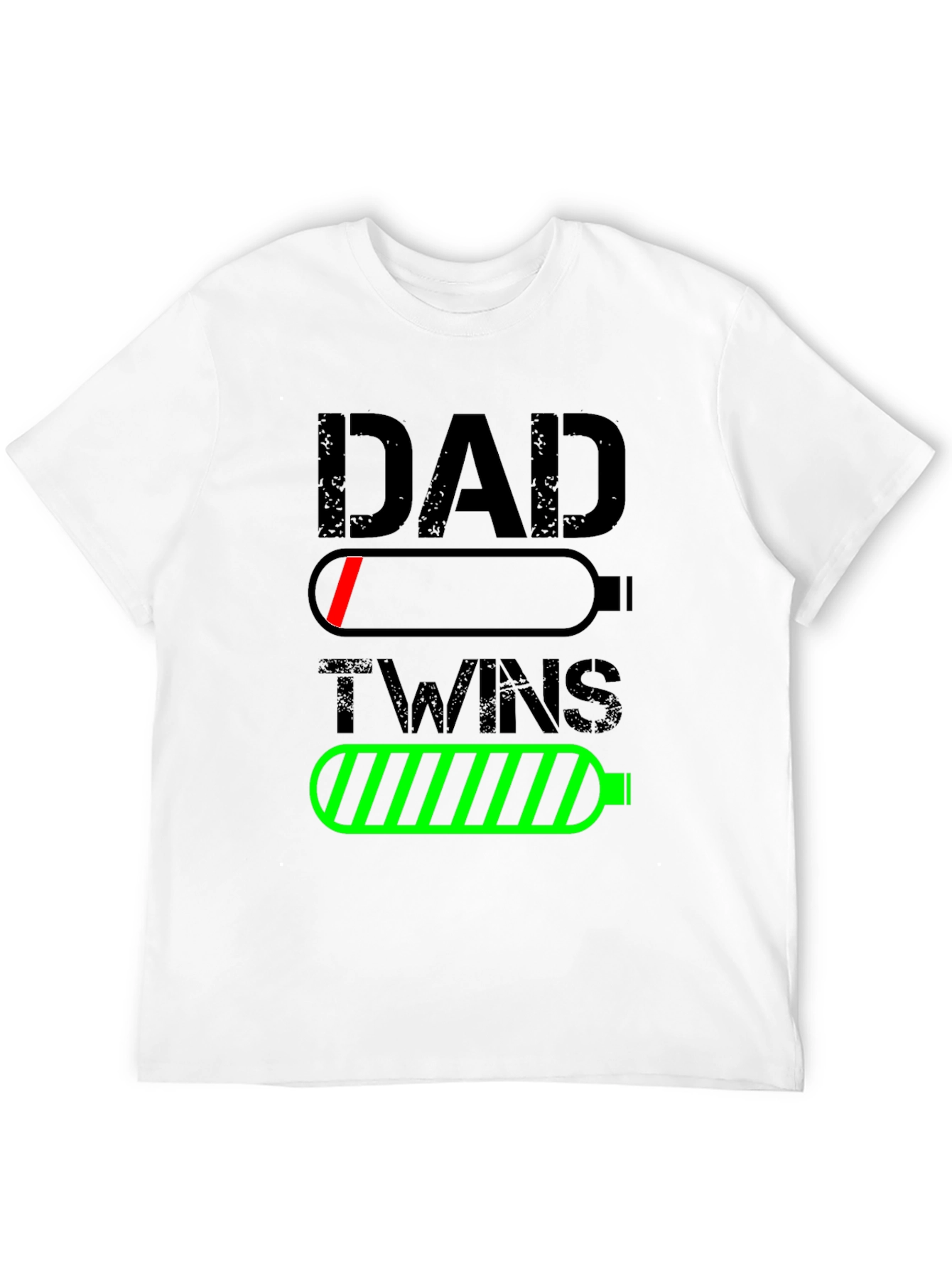 Dad of Twins Low Battery Graphic T-Shirt